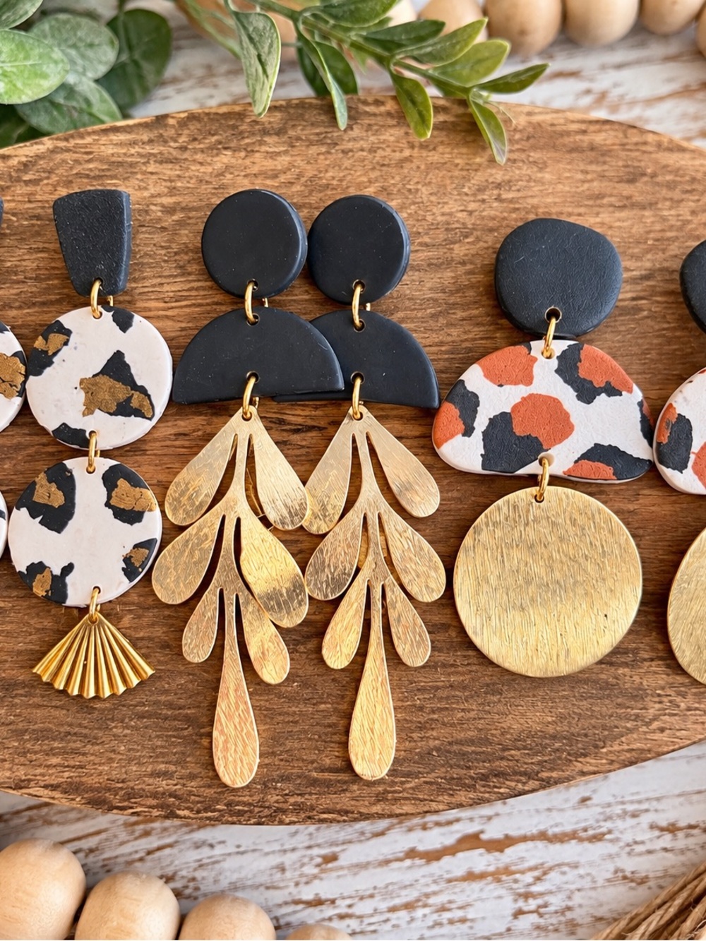 Handmade Black and Gold Statement Earrings - Brand: